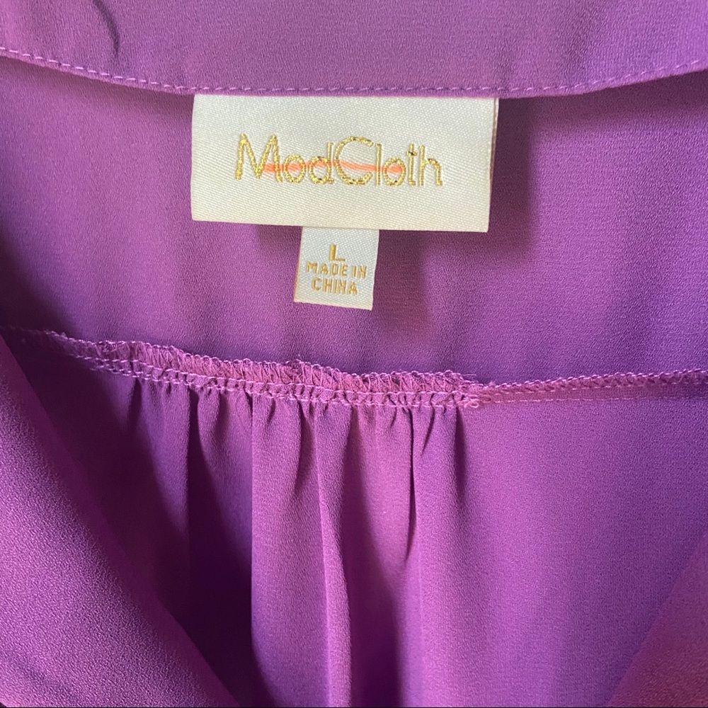 ModCloth Co-Host Long Sleeve Top Purple Floral - Picture 5 of 9